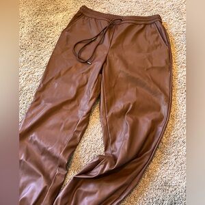 Faux leather joggers